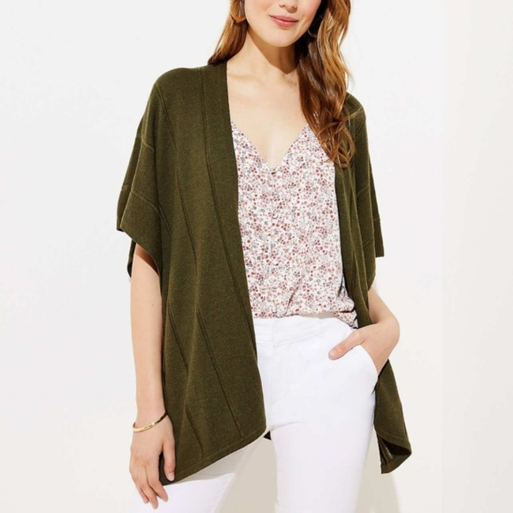LOFT Rib Striped Olive Heather Green Wrap - XS/S
